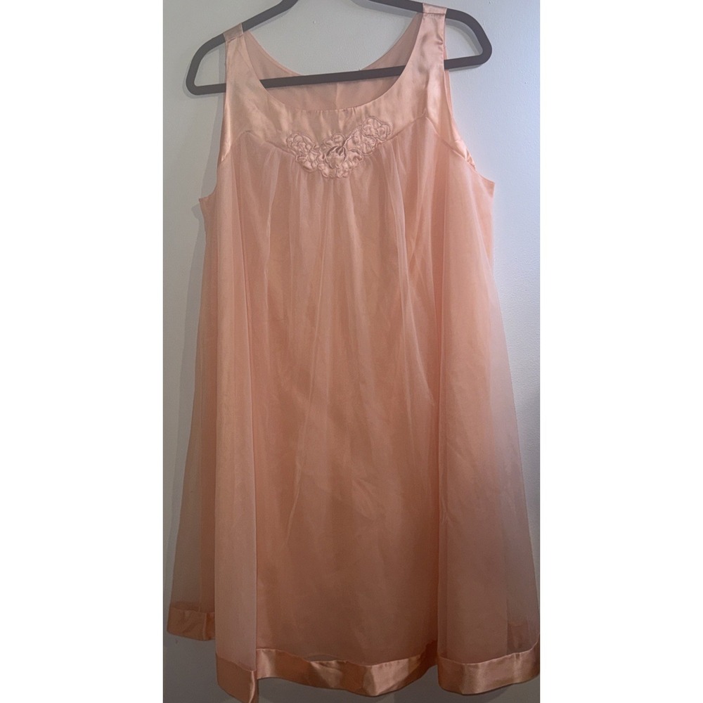 Vtg Gossard Artemis Sz M Peach Nylon Swing Babydoll Nightgown Fairy Whimsical